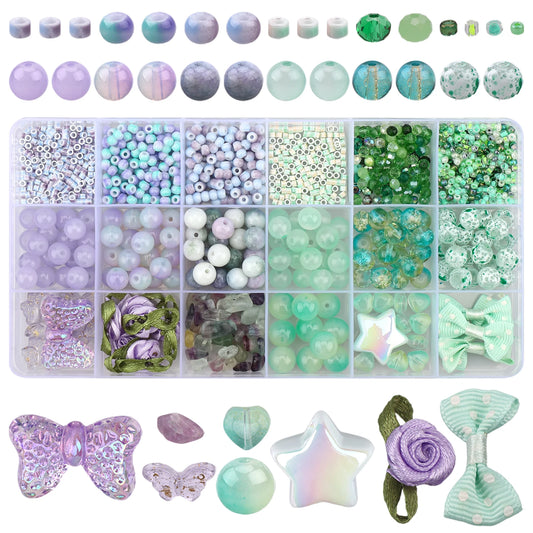 Glasperlen Herzform DIY Schmuck Set für Armband Ohrring Halskette