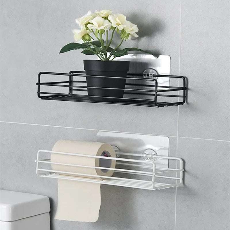 Bad Lieferungen Schwimmende Wand Regal Metall Organizer Warenkorb Badezimmer Dusche Vorhang Küche Lagerung Organisatoren Kommode