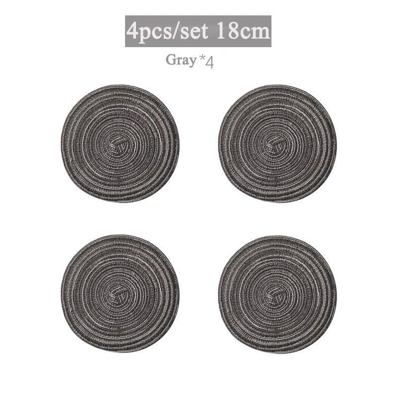 4 oder 6 Runde Tischmatten Gewebt Ramie Anti Rutsch Untersetzer Set