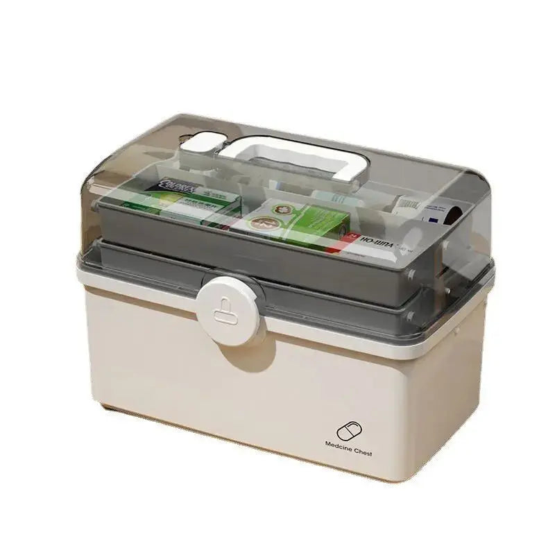Große Medizin Aufbewahrungsbox Mehrschichtig für Zuhause Weiss