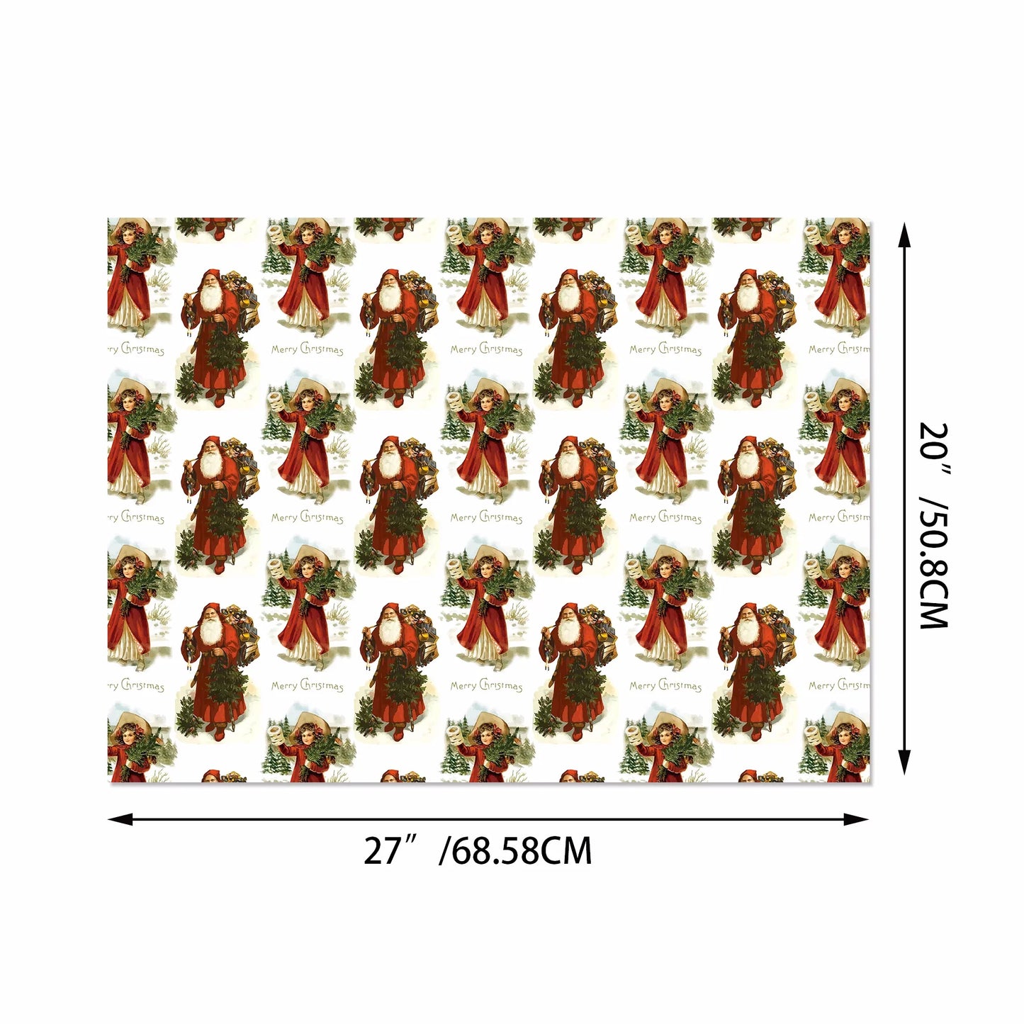 12-teiliges weihnachtliches Verpackungspapier mit Santa und Weihnachtsbaum