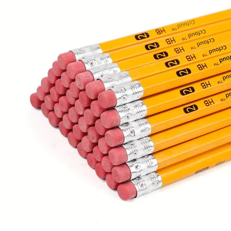 10-teiliges Set Holz-Bleistifte HB mit Radiergummi für Kinder und Schule