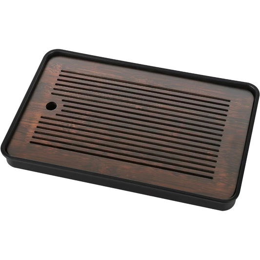 Praktischer Bambus Teetisch mit Abflussschale und Aufbewahrung