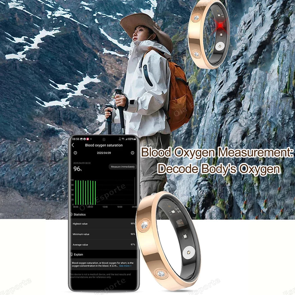 Schmaler Damen Smart Ring mit Schlaf und Gesundheitsmonitor 2025