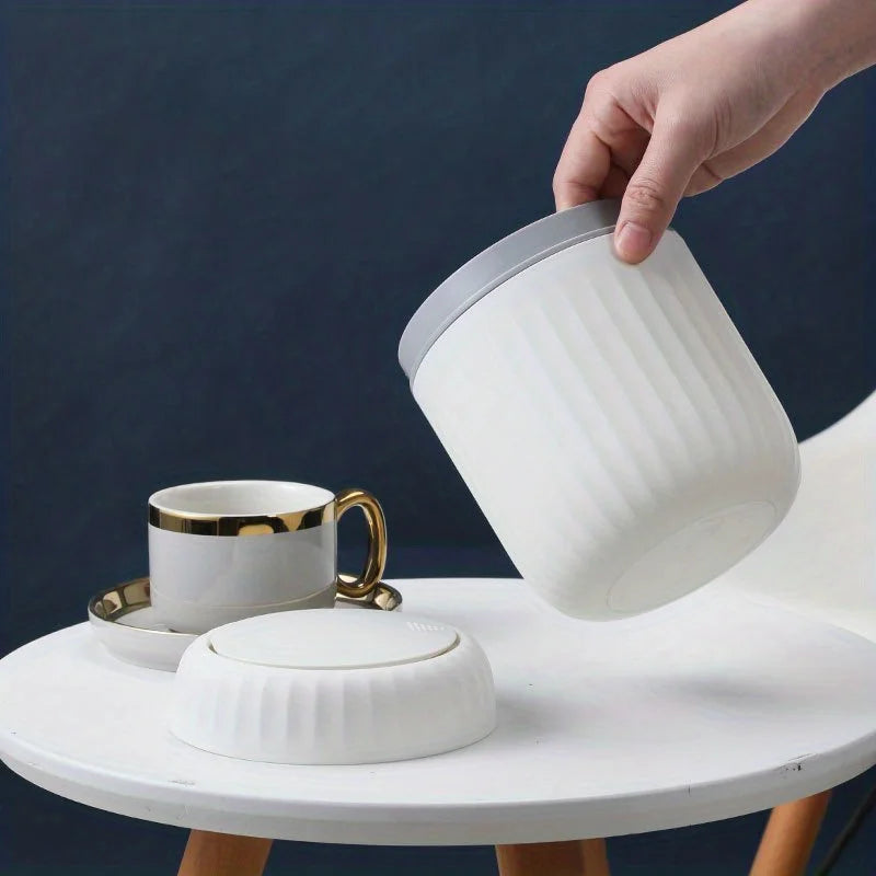 Eleganter Mini-Mülleimer mit großem Fassungsvermögen und Deckel Weiß Gold