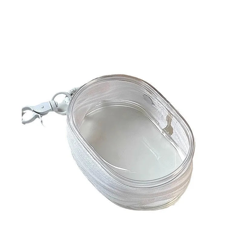 Tragbare Mini-Aufbewahrungstasche mit durchsichtigem Reißverschluss und Schlüsselanhänger