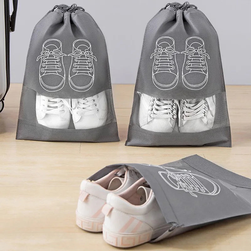 10er Pack Vlies Schuhbeutel staubdicht - feuchtigkeitsbeständig für Reise - Zuhause