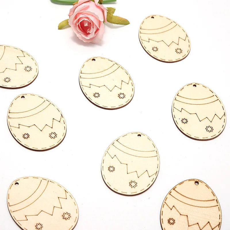 10 Holz Kaninchen Ei Anhänger Hohl Ostern Party Dekoration DIY-Yabubest - Home & More
