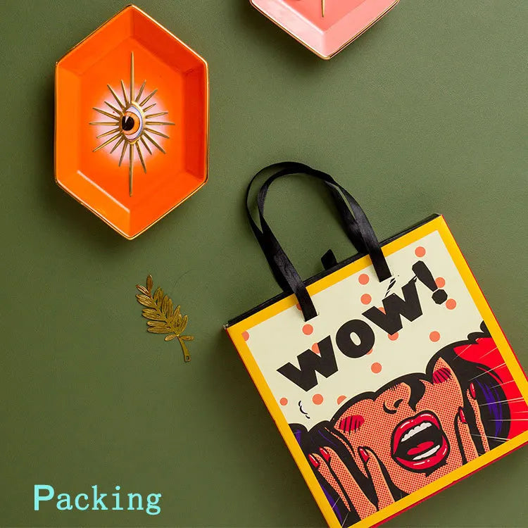 Buntes Sechseckiges Keramik Ablagetablett Dekorativ