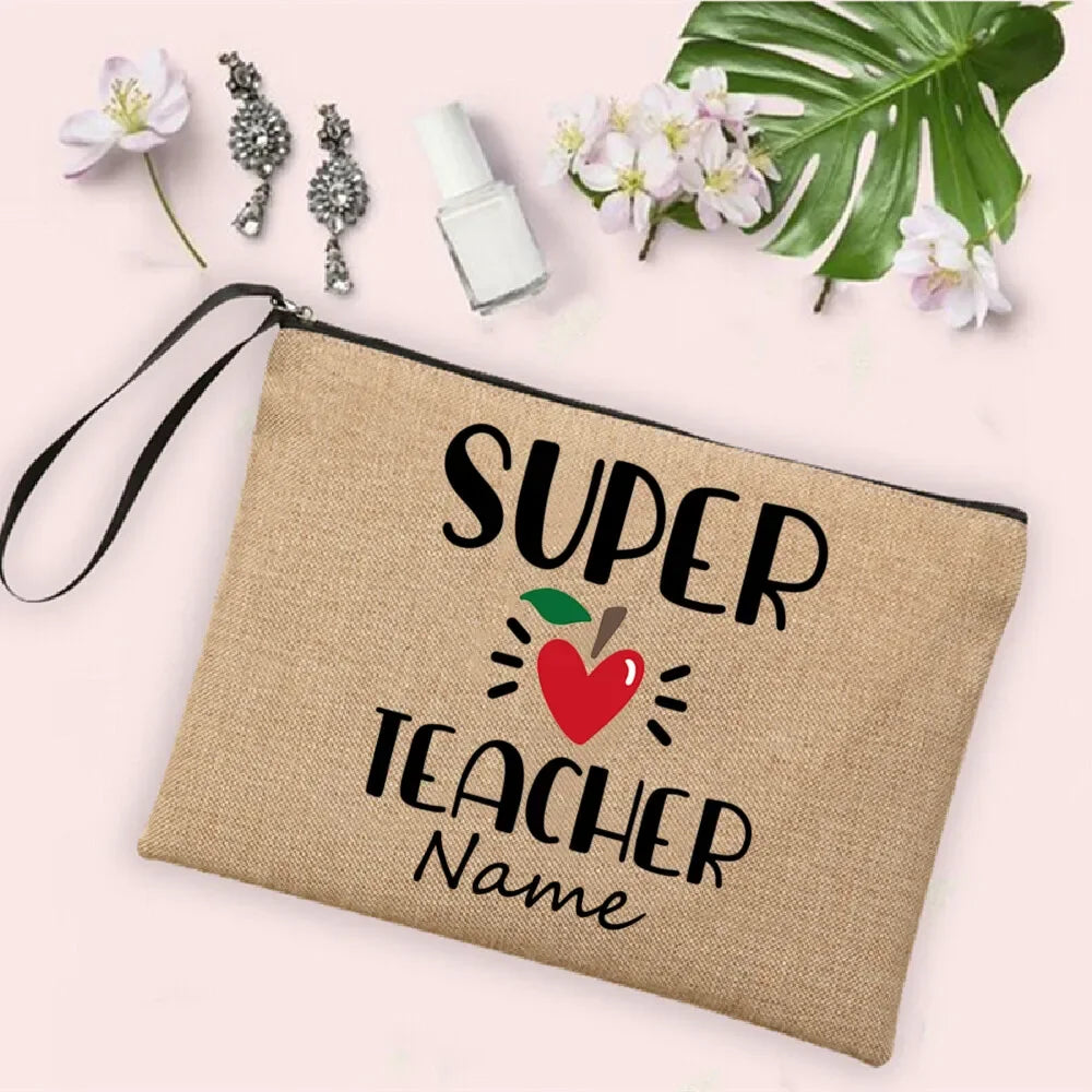 Personalisierte Leinwand Make up Tasche Regenbogen Design