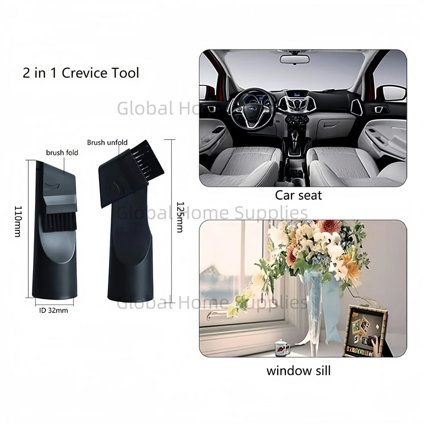 5-tlg. 32mm Vakuum Staubsauger Adapter Set mit Pinsel und Düse