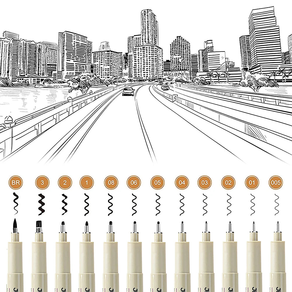 Technisches Fineliner Stift Set 6 9 12 Stück für Punktzeichnungen Skizzen