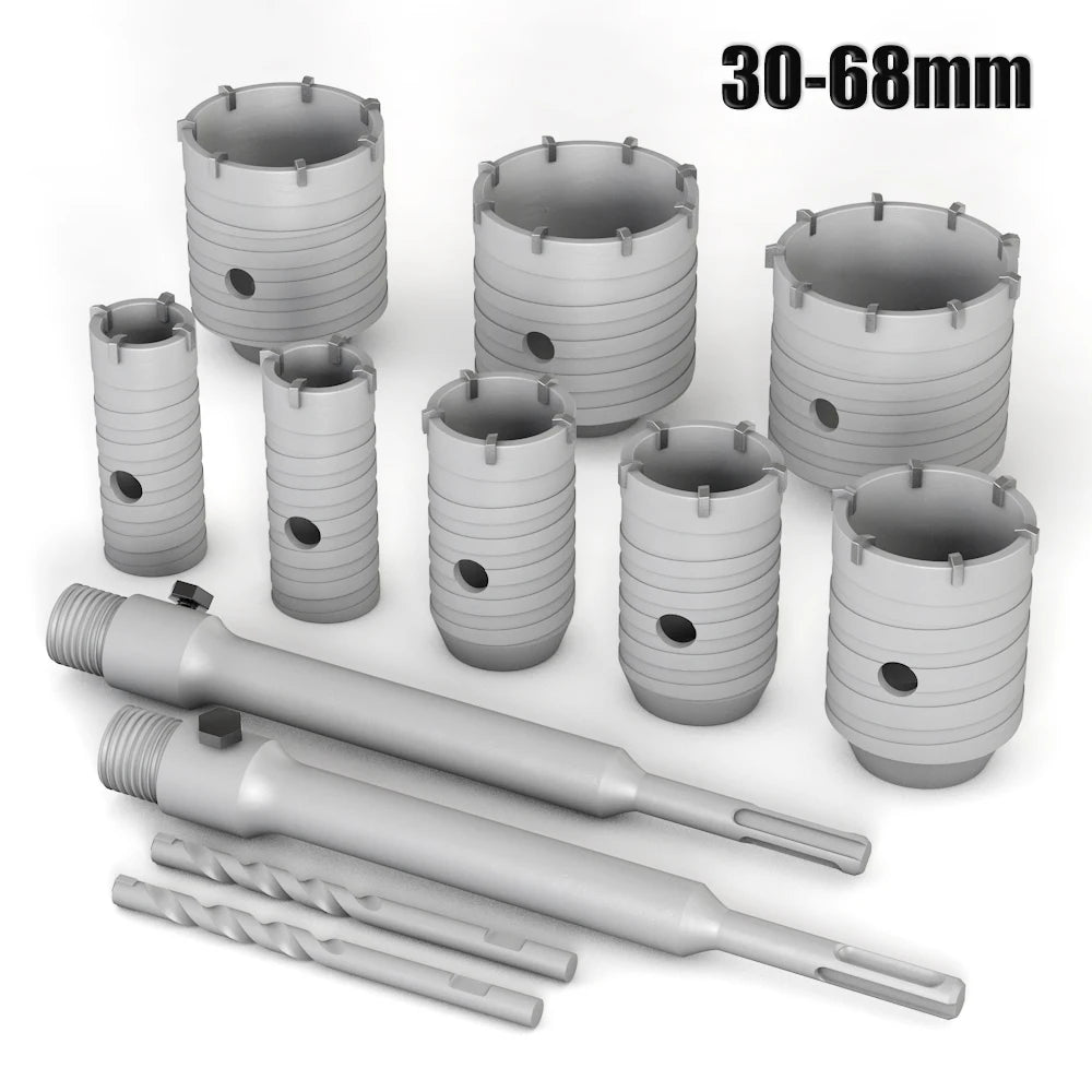 4 teiliges SDS Plus Kernbohrer Set 30 bis 68 mm für Beton und Stein