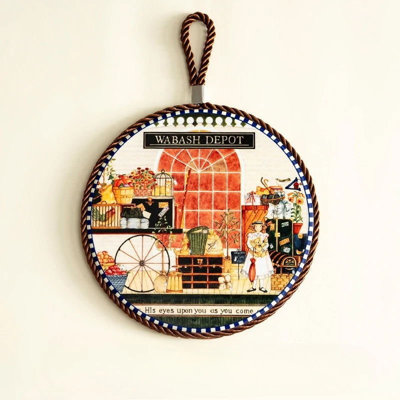 Runde Keramik Tisch Matte 17x17 cm Hitzebeständig Isolierpad Retro Stil