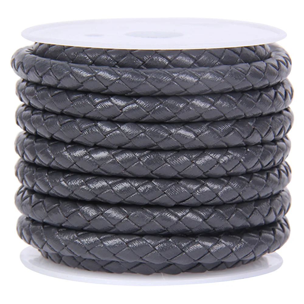 2m Buntes geflochtenes Echtlederband für DIY Schmuck 3-6mm