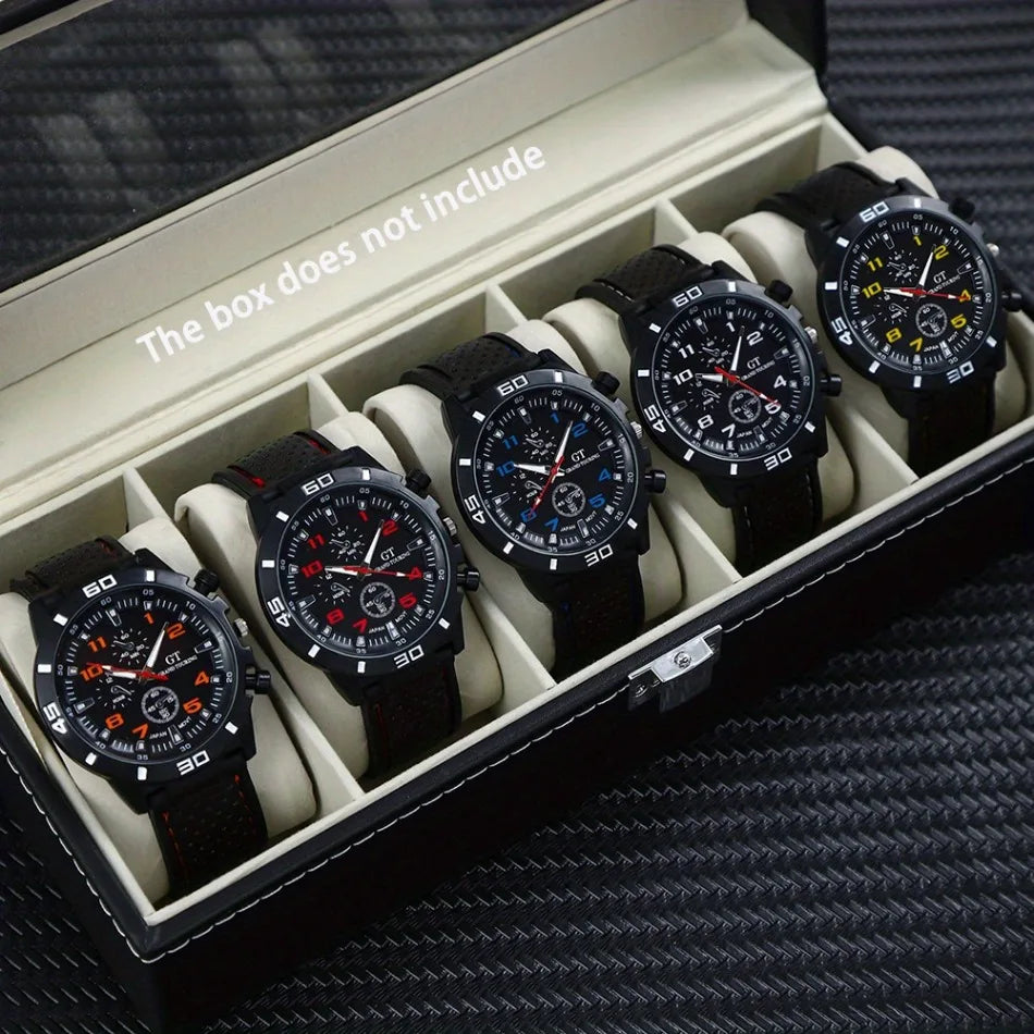 3 teiliges Herren Quarz Armbanduhr Set mit Silikonband