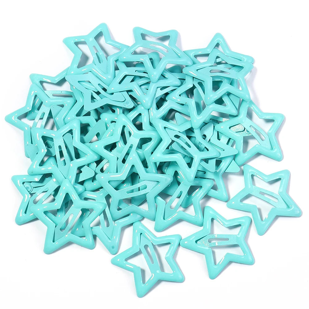 50er Set Bunte Stern Haarspangen Metall Snap Clips für Mädchen Frauen