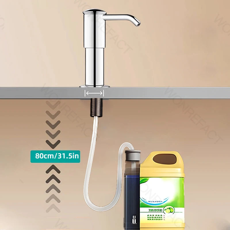 Seifenspender für Küchenspüle gebürstete Pumpe Arbeitsplatte silberfarben