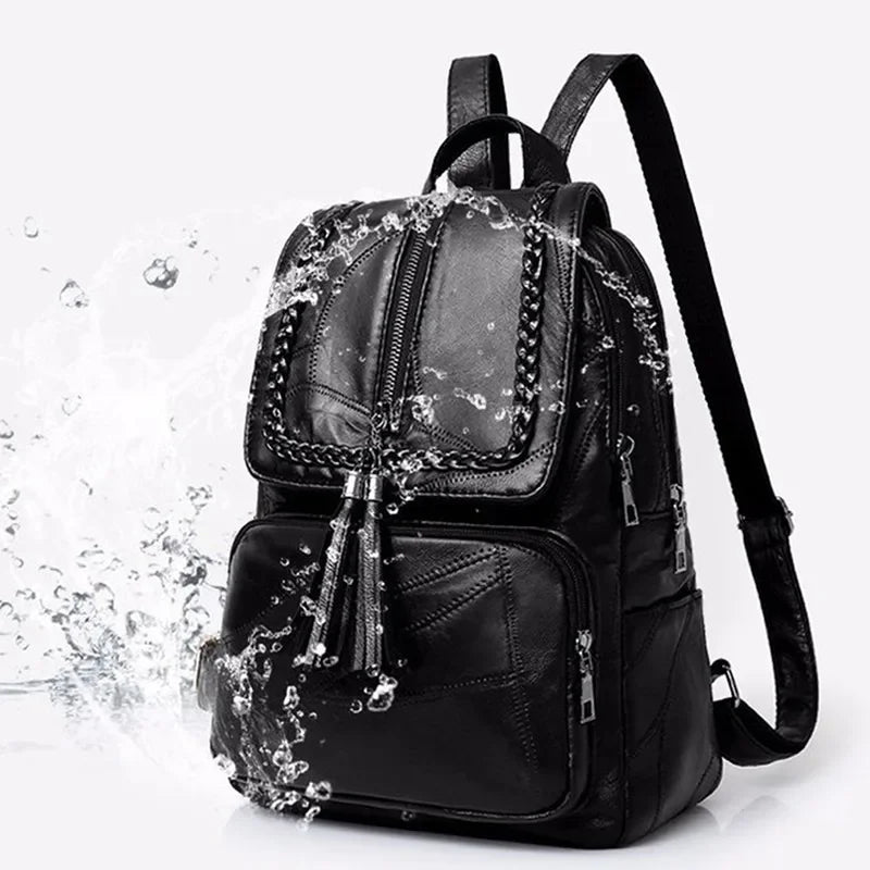Damen Multifunktions Rucksack Umhängetasche Faltbar Schwarz