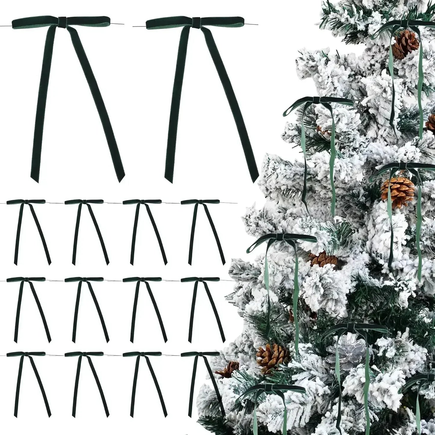 12er Set Samt Weihnachtsschleifen für Festdekoration