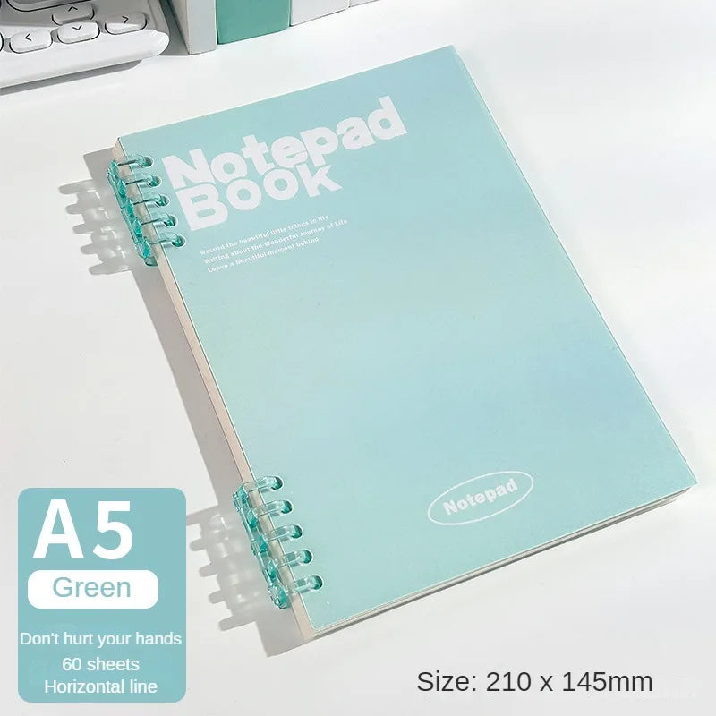 Abnehmbares A5 Spiral-Notizbuch mit 60 Seiten für Studenten und Mädchen