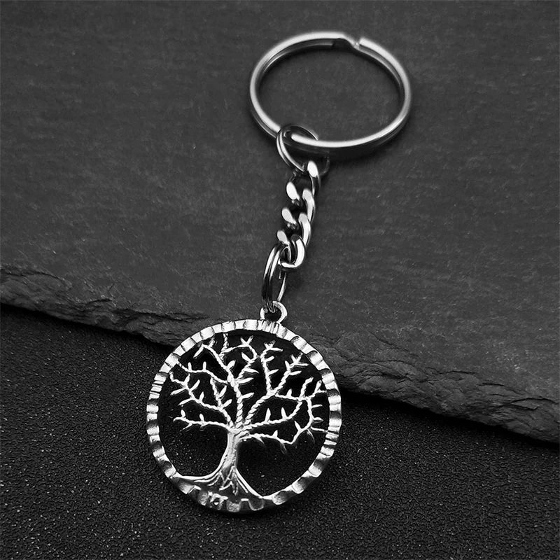 Baum des Lebens Schlüsselanhänger aus Edelstahl Silber Unisex Geschenk