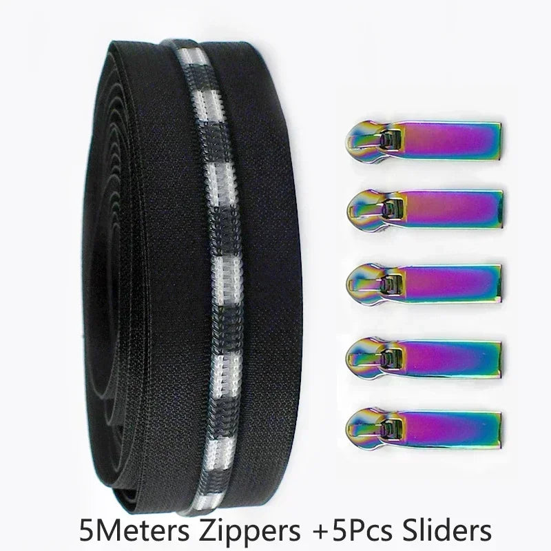 Nylon Reißverschlussband & Schieber Set 5m für Reparaturen Kleidung Taschen #5