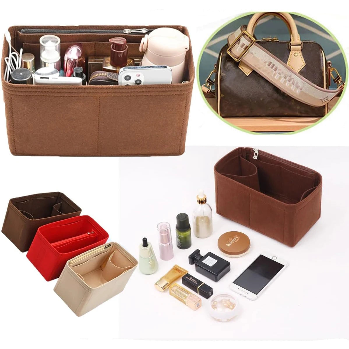 Praktischer Geldbörsen Organizer Einsatz aus Filz für Handtaschen