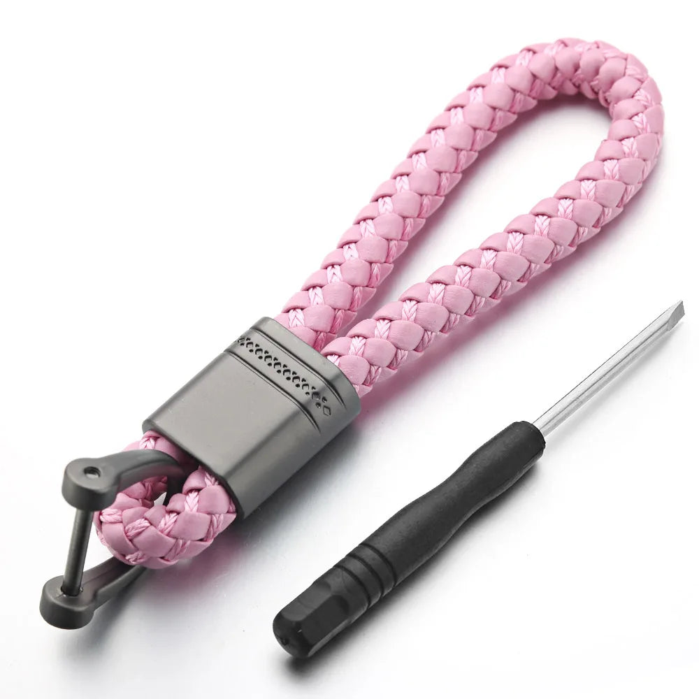 Leder Seil Schlüsselanhänger mit Hufeisen Schnalle und Metallring