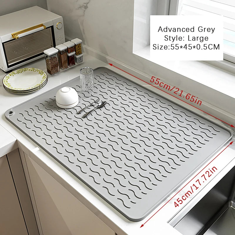 Silikon Geschirr-Trocknungsmatte, faltbar und rutschfest