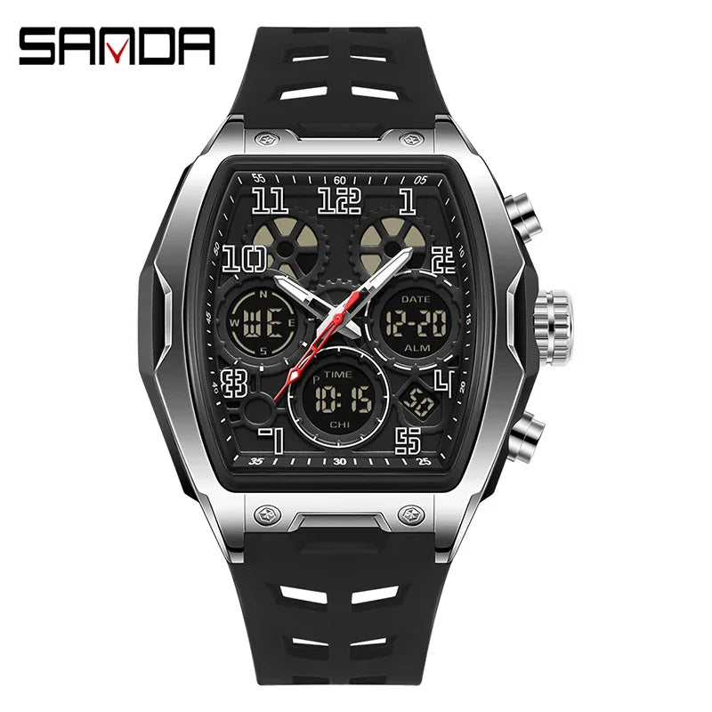 Herren Sportuhr Multifunktional Digital Analog Wasserdicht LED