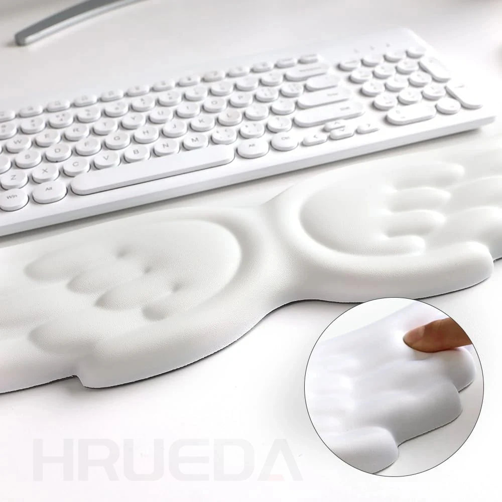 Ergonomische Tastatur-Maus-Handgelenkauflage mit Memory Foam und Engelsflügel-Design