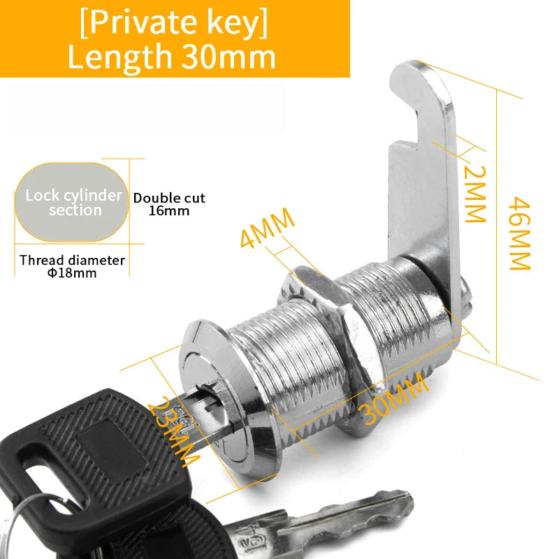 5er Set Metall Sicherheitsschloss mit Schlüssel für Schrank Schublade