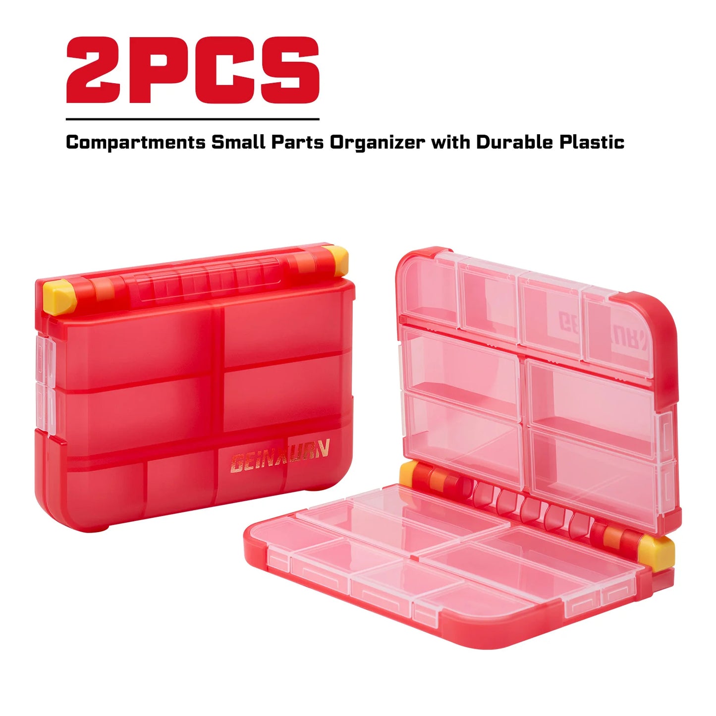 2er Set Rote Kunststoff Organizer Box mit 16 Fächern für Kleinteile