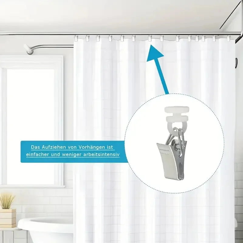 30 teiliges Set Metallvorhangklammern mit Nylonrollen für Schienen