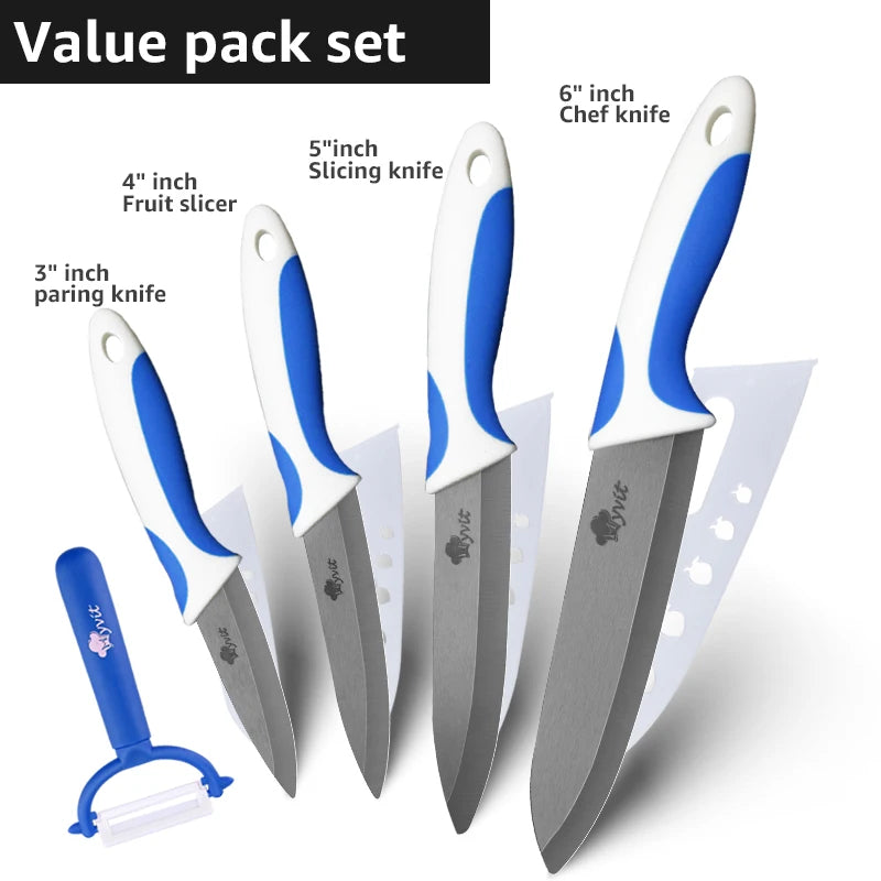 Keramik Messer Set 3-6 Zoll: Vielseitig, Scharf, Schwarze Zirkonia Klinge