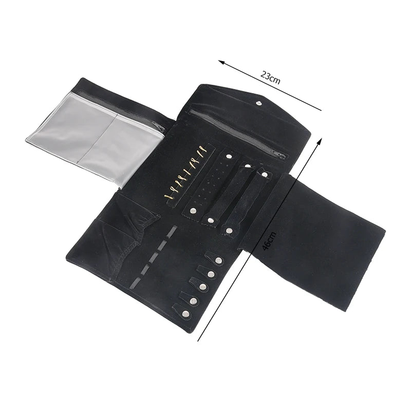 Eleganter Reise Schmuck Organizer aus Samt – Aufrollbar & Faltbar