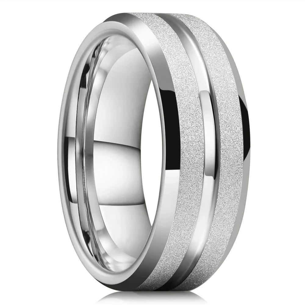 8mm Herren Edelstahl Ring mattiert sandgestrahlt Fingerring Geschenk