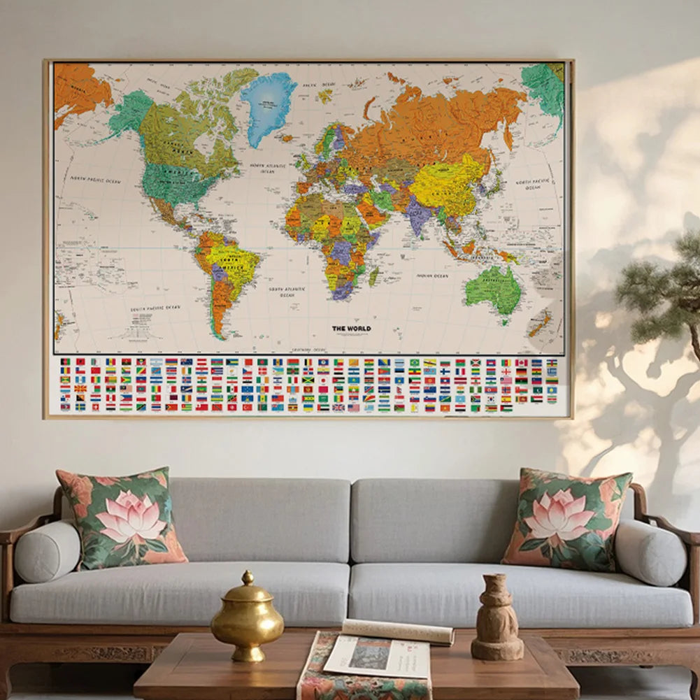Große Wandkarte 100 x 70 cm für Bildung und Dekoration