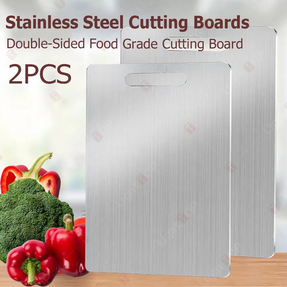 Doppelseitiges Edelstahl Schneidebrett für Obst Fleisch und Gemüse