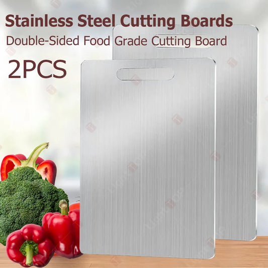 Doppelseitiges Edelstahl Schneidebrett für Obst Fleisch und Gemüse