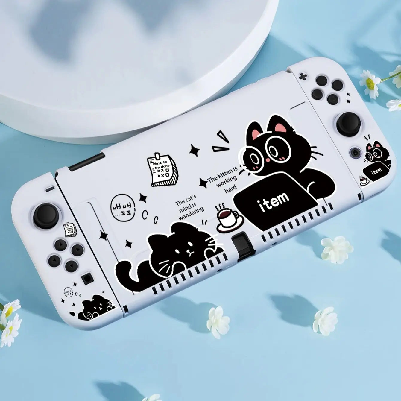 Tragbare Schutzhülle Kunststoff Katzen-Design für Nintendo Switch OLED