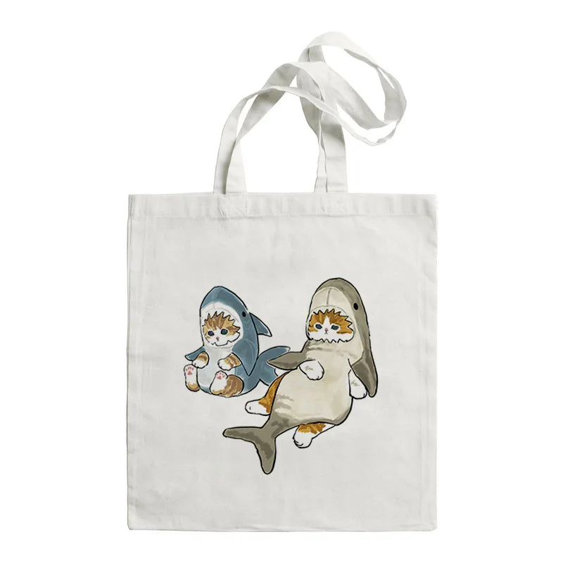 Faltbare Leinwand Einkaufstasche mit Cartoon Druck, wiederverwendbar