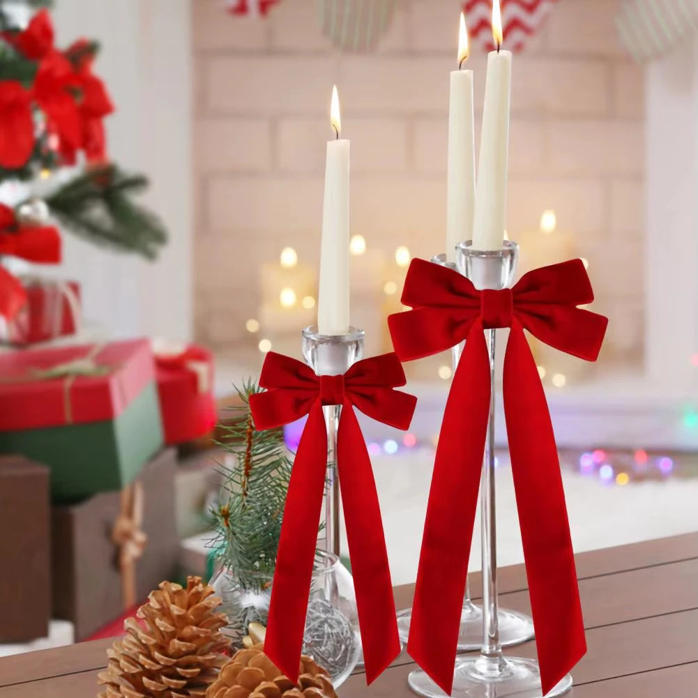 10er Set festliche Samt-Weihnachtsschleifen für Baum & Deko