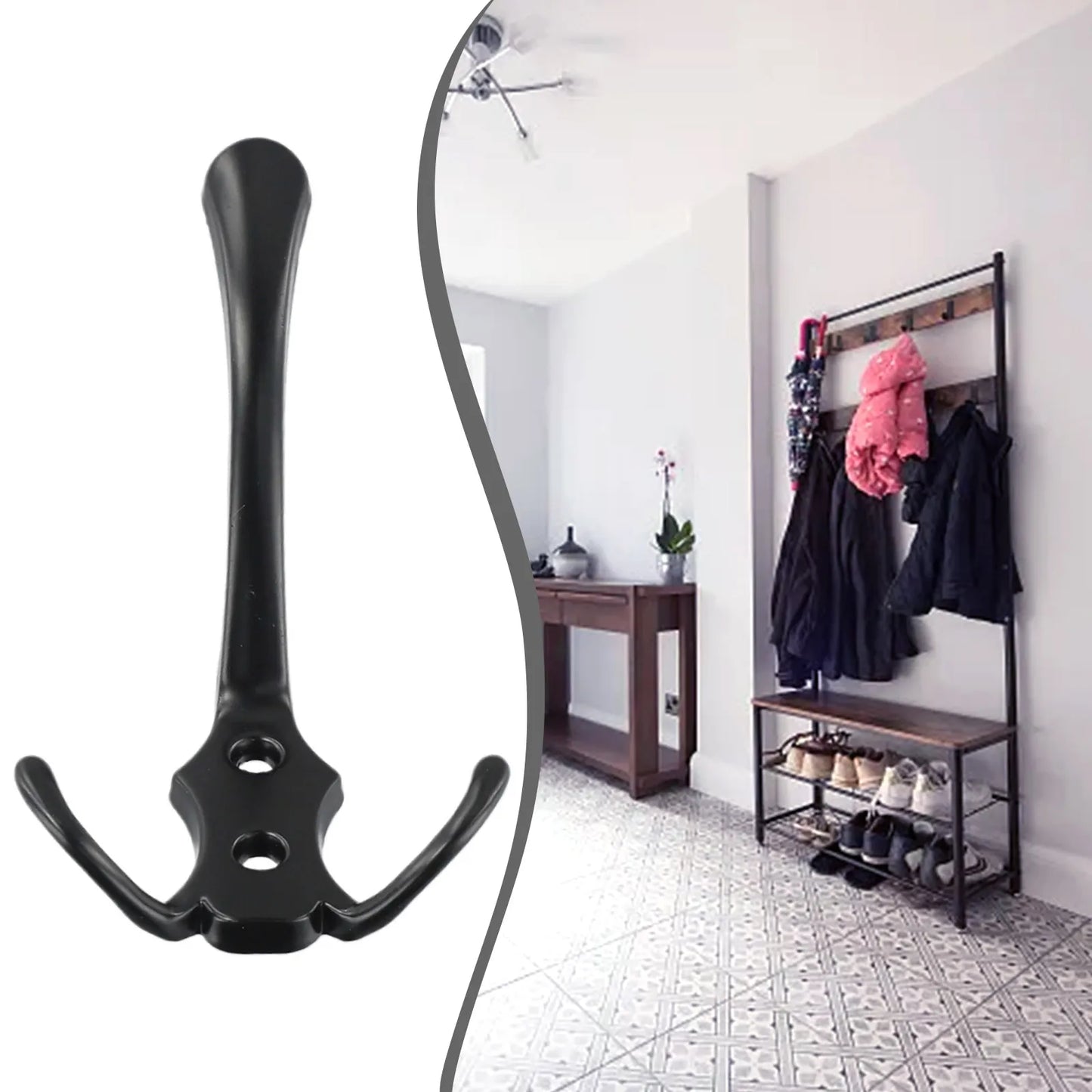 3 Haken Kleiderhaken Zinklegierung Wandmontage für Flur Badezimmer