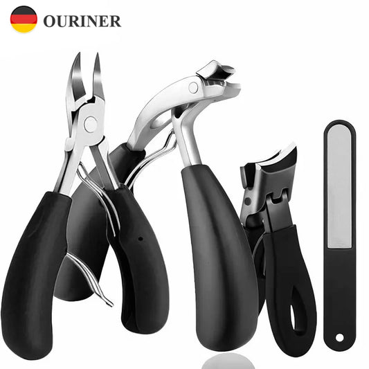Präzises Edelstahl Nagelpflege-Set mit 3 Nagelknipsern - kompakter Nagelfeile