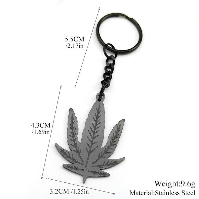 Einfache Edelstahl Schlüsselanhänger Maple Leaf für Damen und Herren