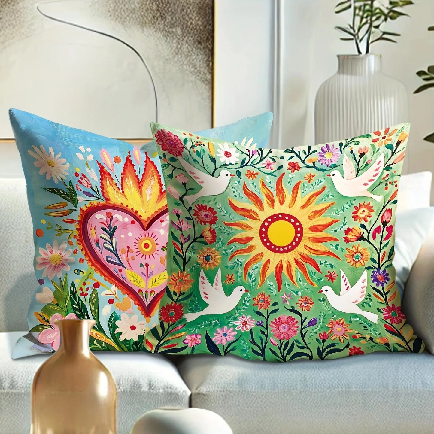 Dekorative Kissenbezüge mit Blumen Tiermustern für Sofa Schlafzimmer