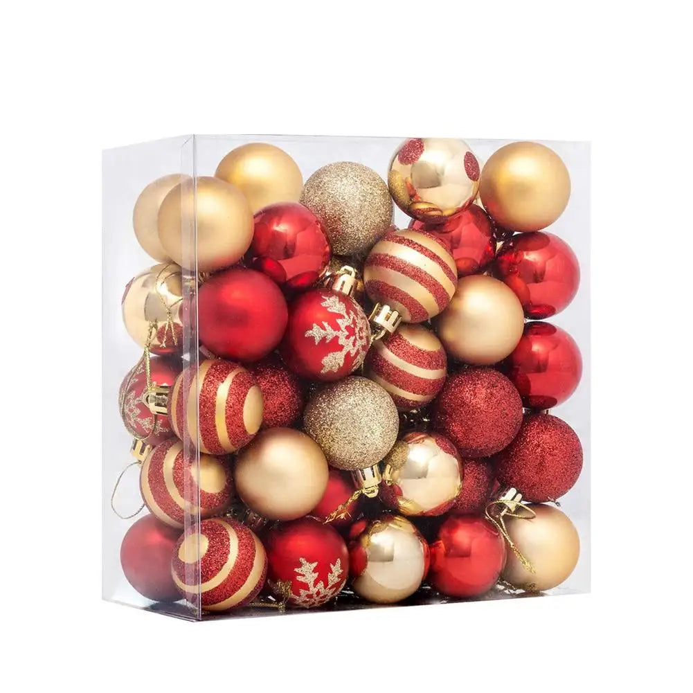 50-teilige Weihnachtskugeln rot gold für festliche Dekoration