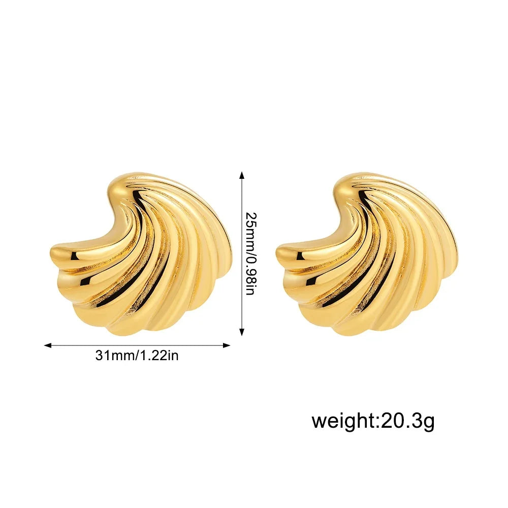 Dicke Edelstahl Muschel Ohrstecker Bolzen mit 18K Vergoldung